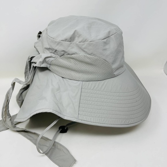 Womens Bucket Sun Cap Ear Neck Flap Fishing Hiking Visor Hats Wide‎ Brim Gray OS - Picture 3 of 7